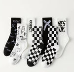 Black & White Chessboard Collection Crew Socks