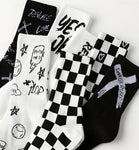 Black & White Chessboard Collection Crew Socks