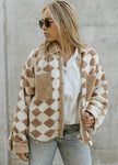 Ms. Argyle Teddy Jacket Tan/White