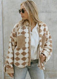 Ms. Argyle Teddy Jacket Tan/White