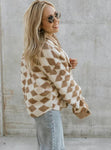 Ms. Argyle Teddy Jacket Tan/White