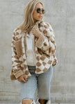 Ms. Argyle Teddy Jacket Tan/White