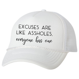 Excuses Trucker Hat, White - Karter Collection x MCE Apparel