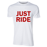 Just Ride Unisex Tee, White/Red - MCE Apparel