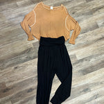 Waffle Knit Off Shoulder Top