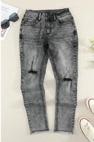 High Rise Black Acid wash denim