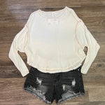 Waffle Knit Off Shoulder Top