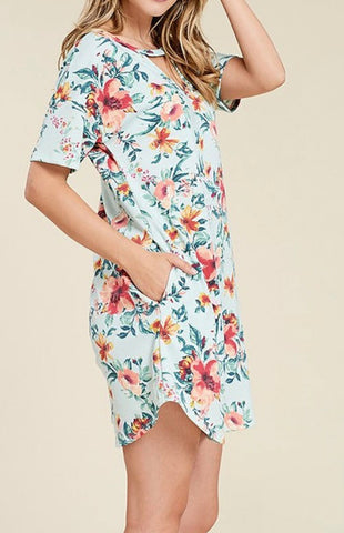 Floral Keyhole Print Dress