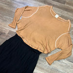 Waffle Knit Off Shoulder Top