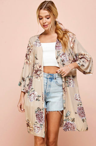 Floral Print Kimono