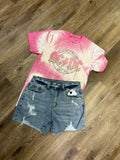 Pink “AC/DC” Bleach T-shirt