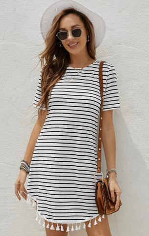 Boho Tassel Striped Dress